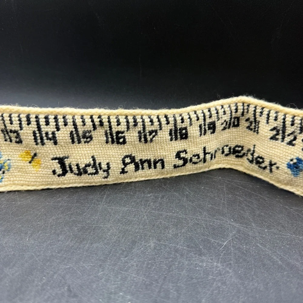 Vtg Handmade Needlepoint Butterfly Ruler Belt Decoration Floral Sew Cottage - Picture 4 of 8